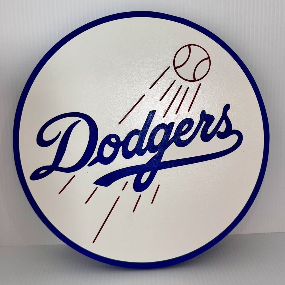 Handmade Los Angeles Dodgers Wooden Sign Wall Decor - 12" Round New